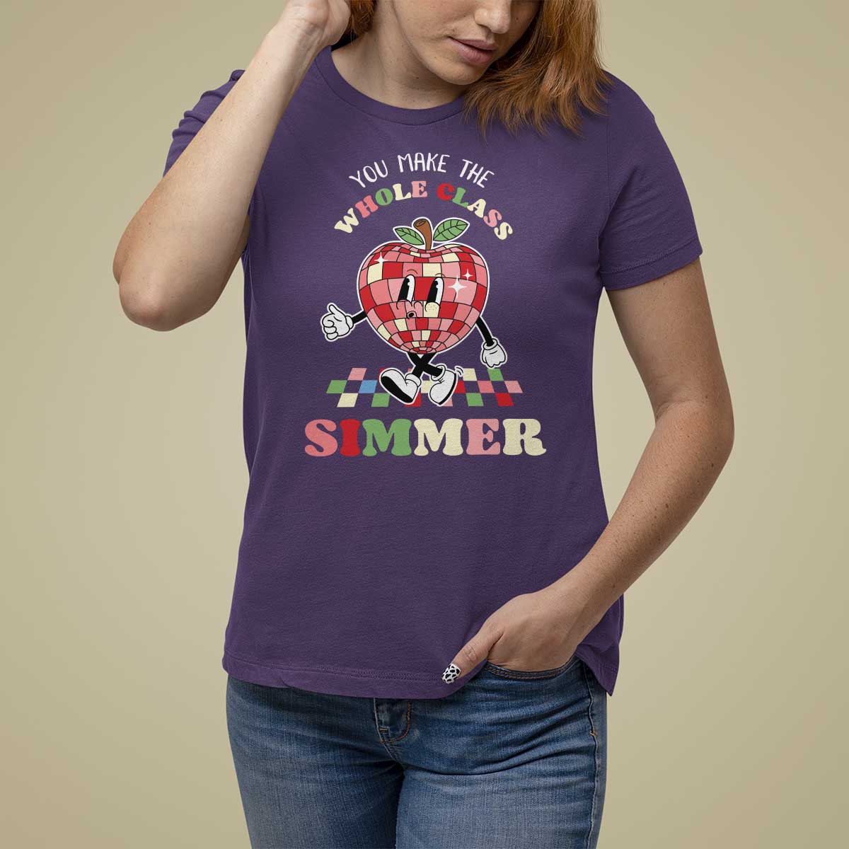 Teacher T Shirt For Women You Make The Whole Class Shimmer Retro Groovy - Wonder Print Shop
