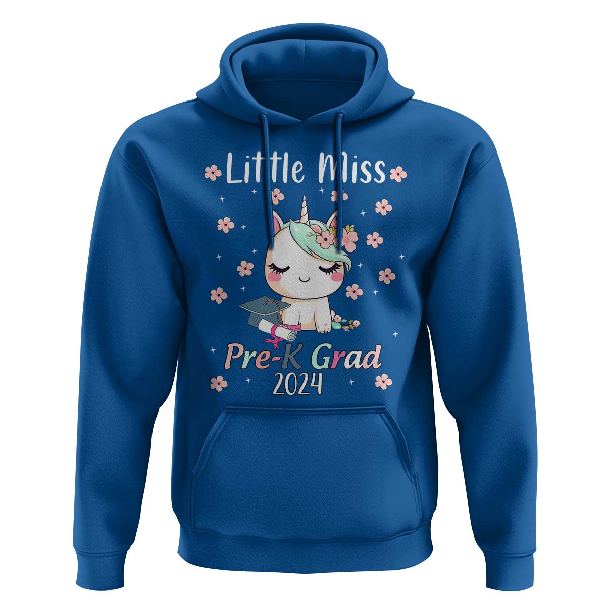 Pre-School Graduation Hoodie Little Miss Pre-K Grad 2024 Cute Unicorn - Wonder Print Shop