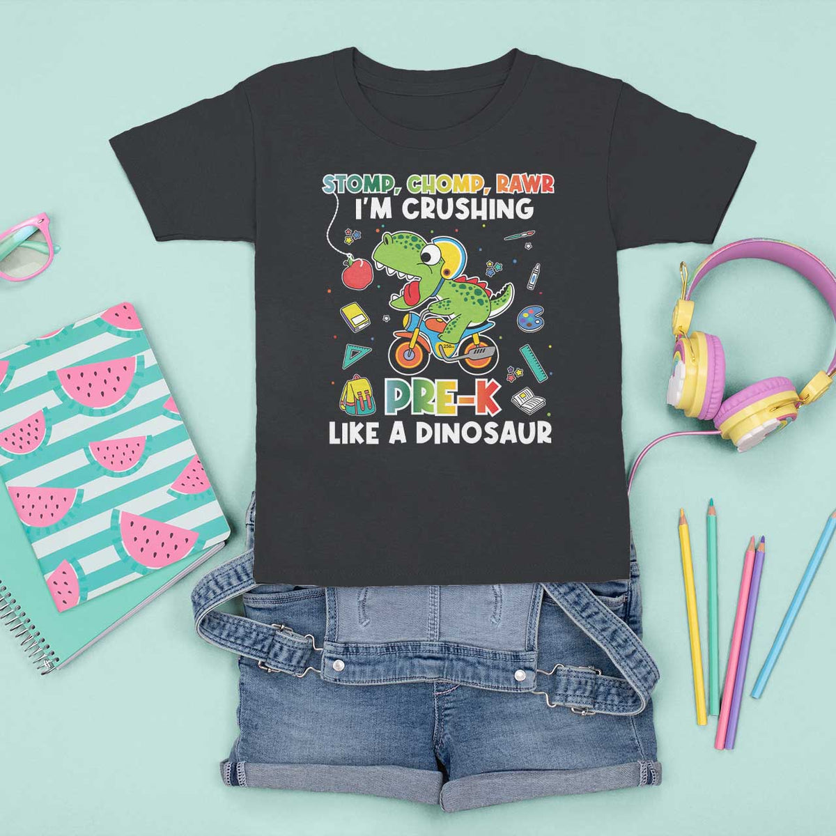 Pre-School T Shirt For Kid I'm Crushing Pre-K Like A Dinosaur Back To School - Wonder Print Shop