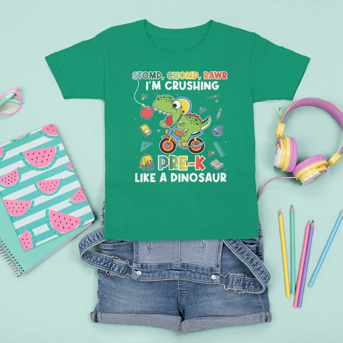 Pre-School T Shirt For Kid I'm Crushing Pre-K Like A Dinosaur Back To School - Wonder Print Shop