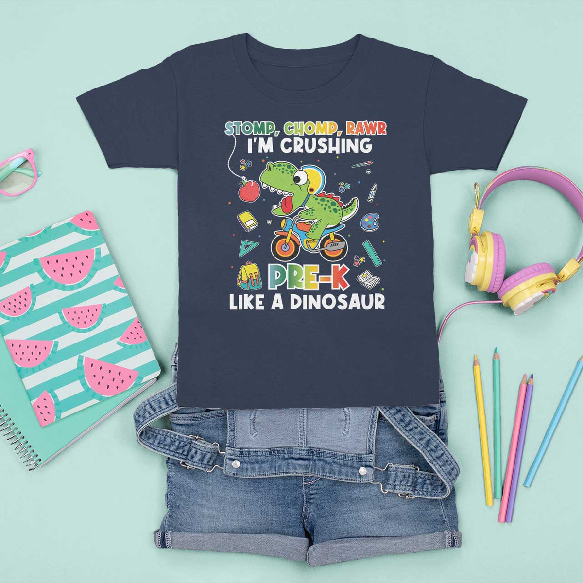 Pre-School T Shirt For Kid I'm Crushing Pre-K Like A Dinosaur Back To School - Wonder Print Shop