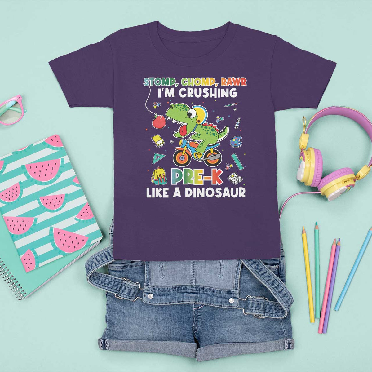 Pre-School T Shirt For Kid I'm Crushing Pre-K Like A Dinosaur Back To School - Wonder Print Shop