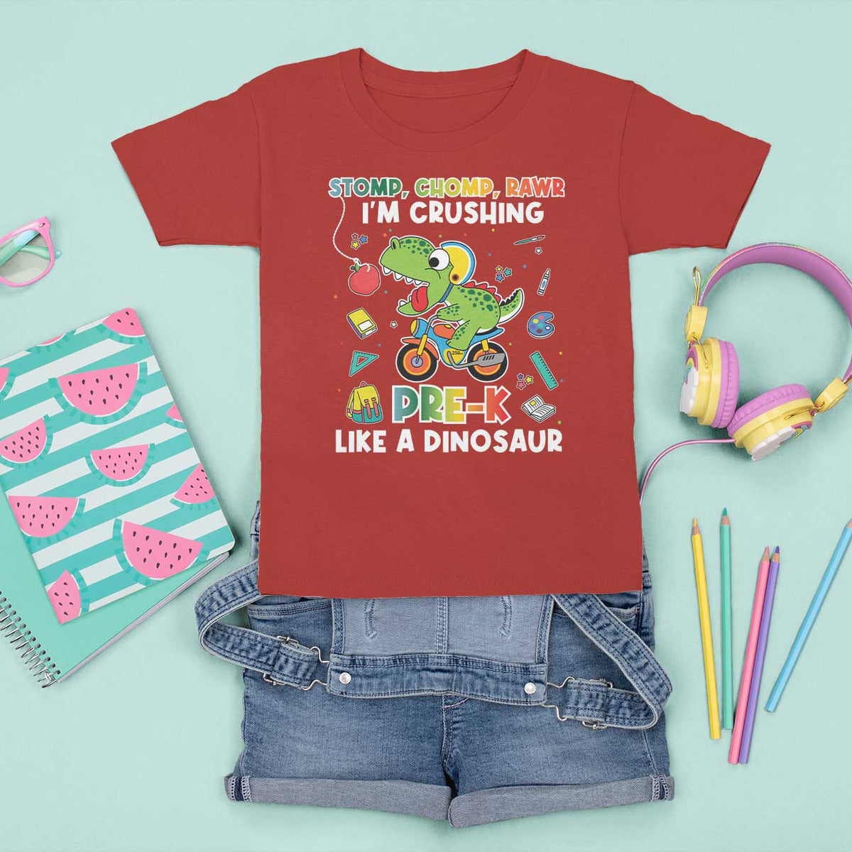 Pre-School T Shirt For Kid I'm Crushing Pre-K Like A Dinosaur Back To School - Wonder Print Shop