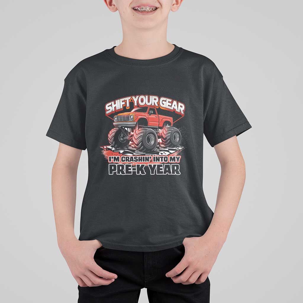 Pre-School Monster Truck T Shirt For Kid Rev Your Engines Shift Your Gear I'm Crashing Into My Pre-K Year - Wonder Print Shop