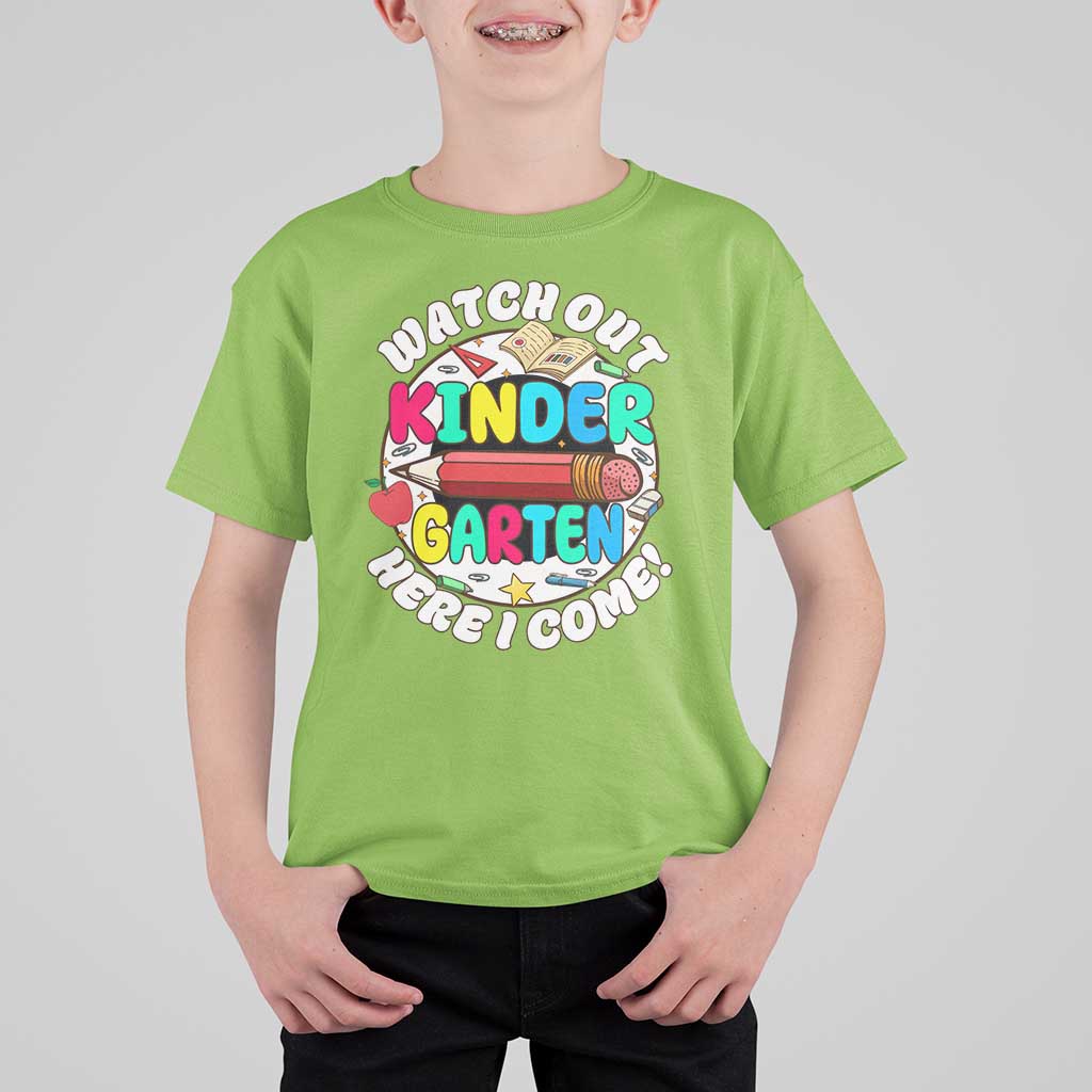 Watch Out Kindergarten T Shirt For Kid Here I Come 1st Day Of School - Wonder Print Shop