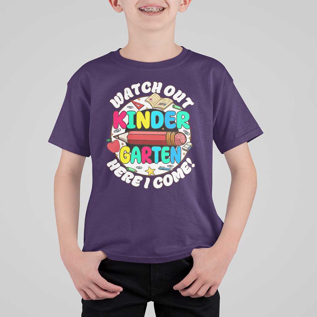 Watch Out Kindergarten T Shirt For Kid Here I Come 1st Day Of School - Wonder Print Shop