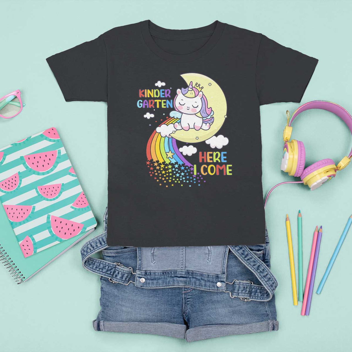 Kindergarten Here I come T Shirt For Kid Cute Unicorn Back To School - Wonder Print Shop