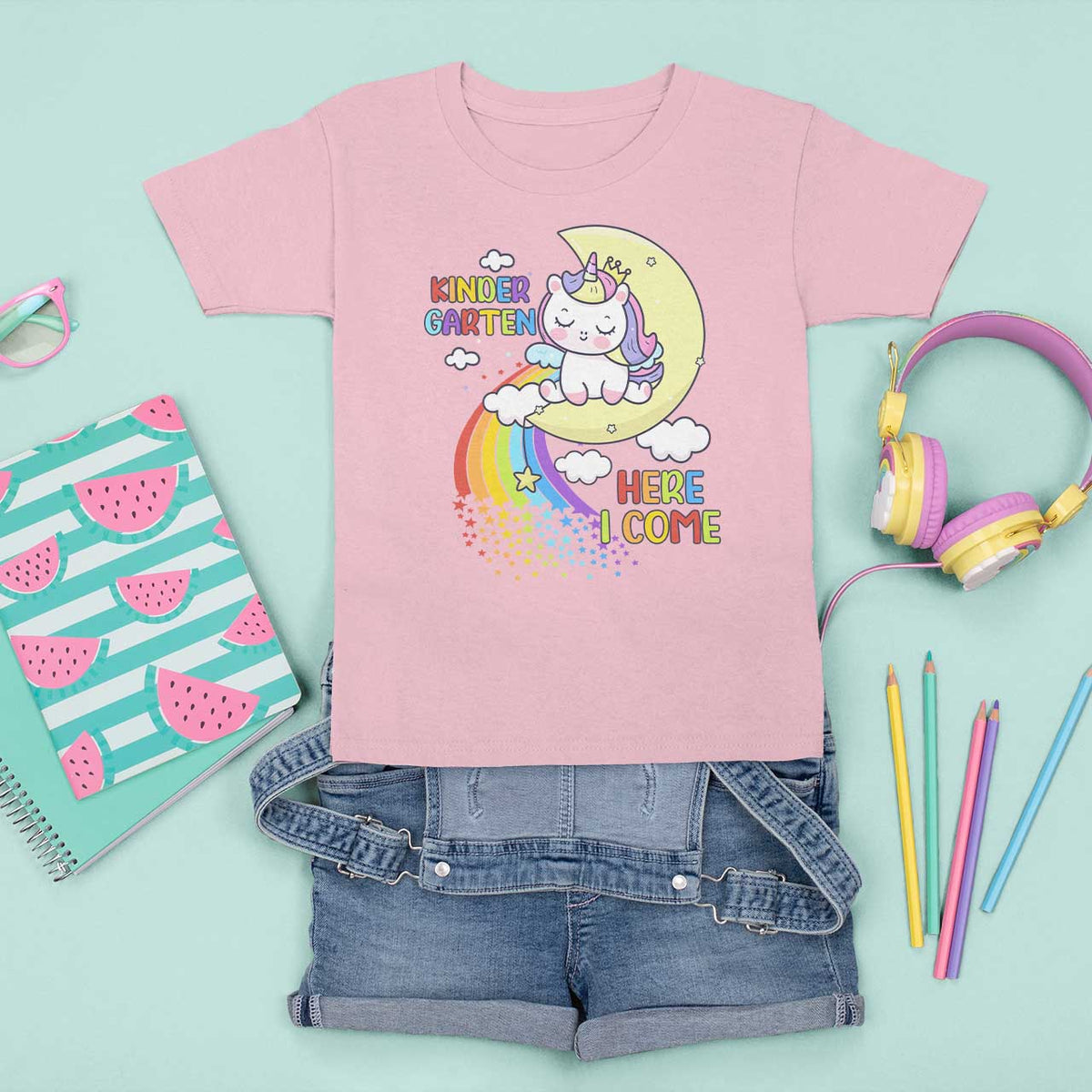 Kindergarten Here I come T Shirt For Kid Cute Unicorn Back To School - Wonder Print Shop