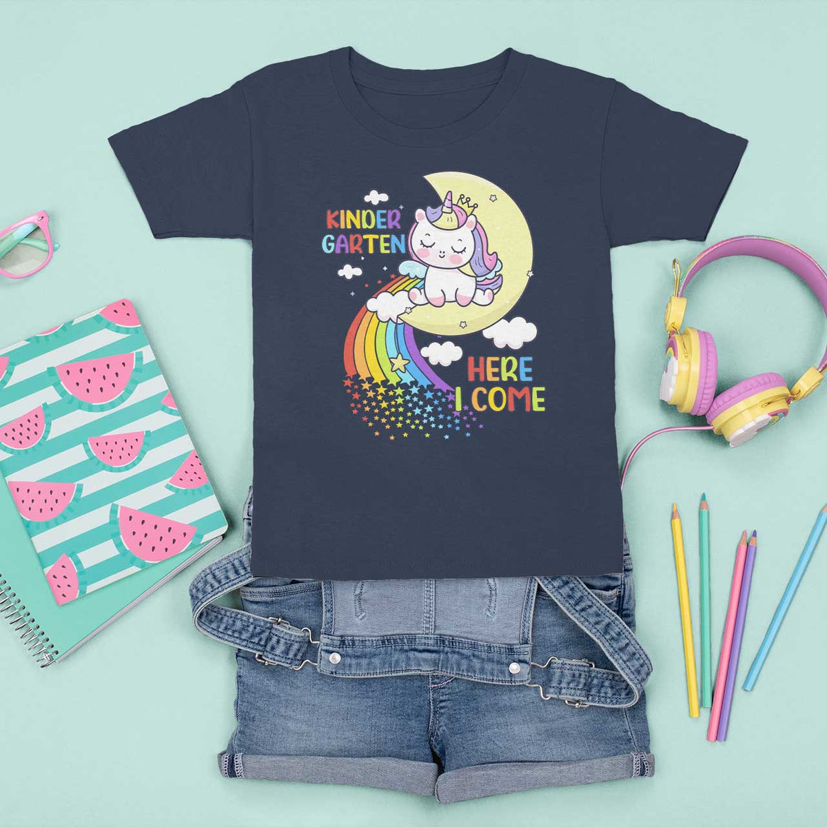 Kindergarten Here I come T Shirt For Kid Cute Unicorn Back To School - Wonder Print Shop