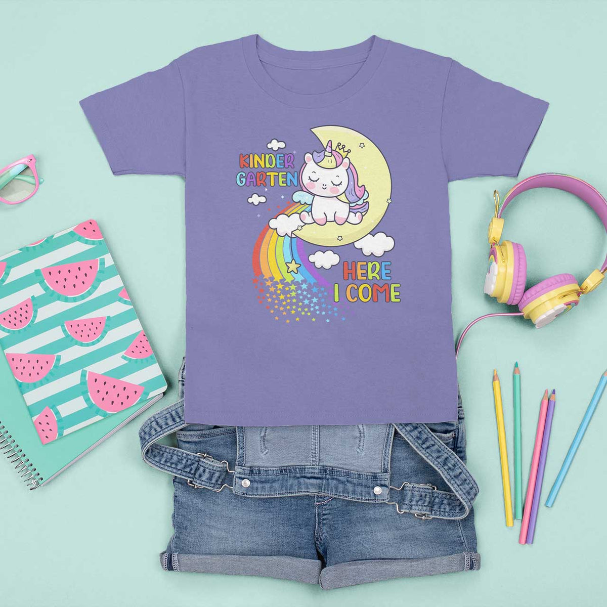 Kindergarten Here I come T Shirt For Kid Cute Unicorn Back To School - Wonder Print Shop