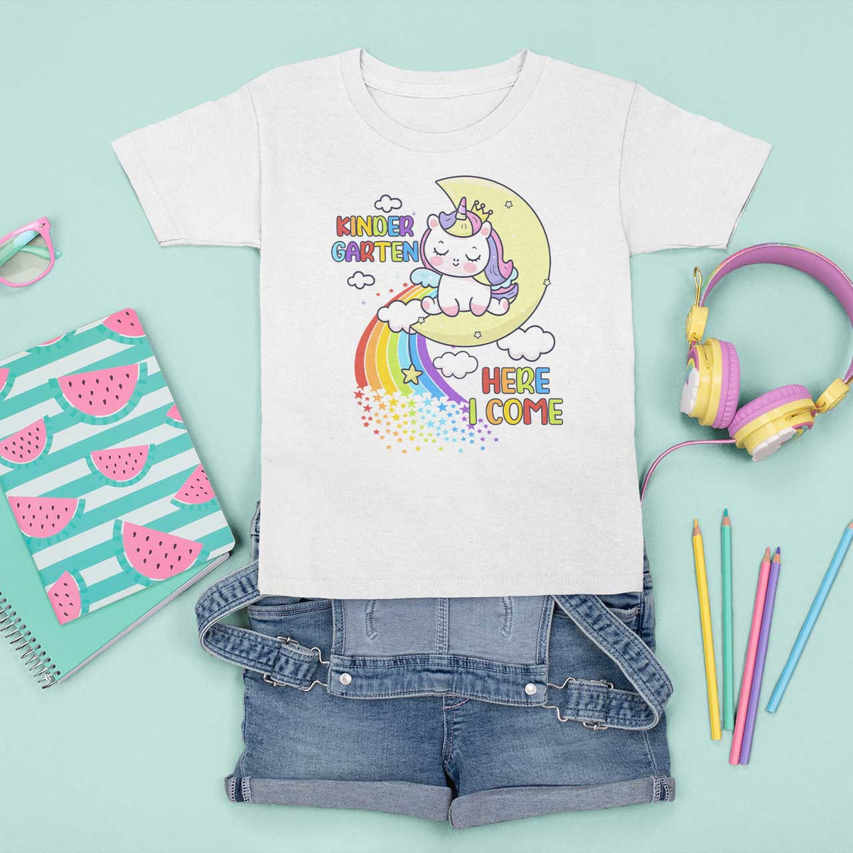 Kindergarten Here I come T Shirt For Kid Cute Unicorn Back To School - Wonder Print Shop