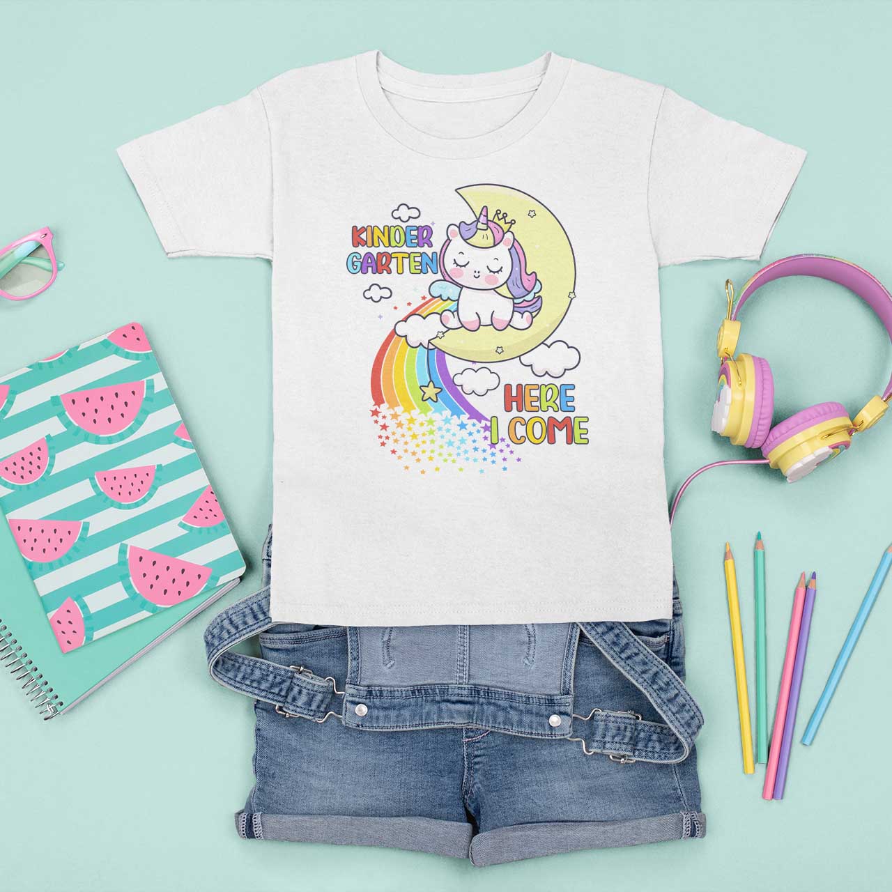 Kindergarten Here I come T Shirt For Kid Cute Unicorn Back To School - Wonder Print Shop