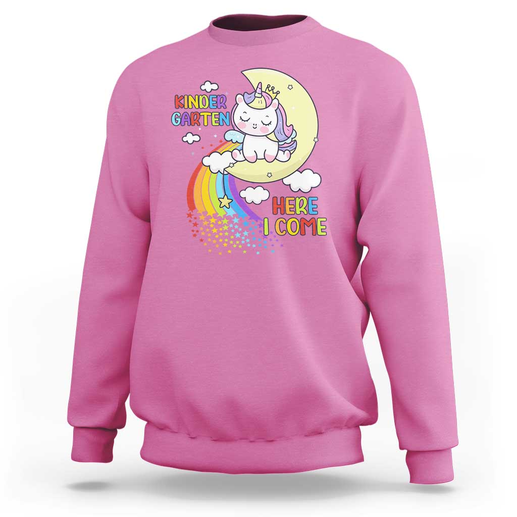 Kindergarten Here I come Sweatshirt Cute Unicorn Back To School - Wonder Print Shop