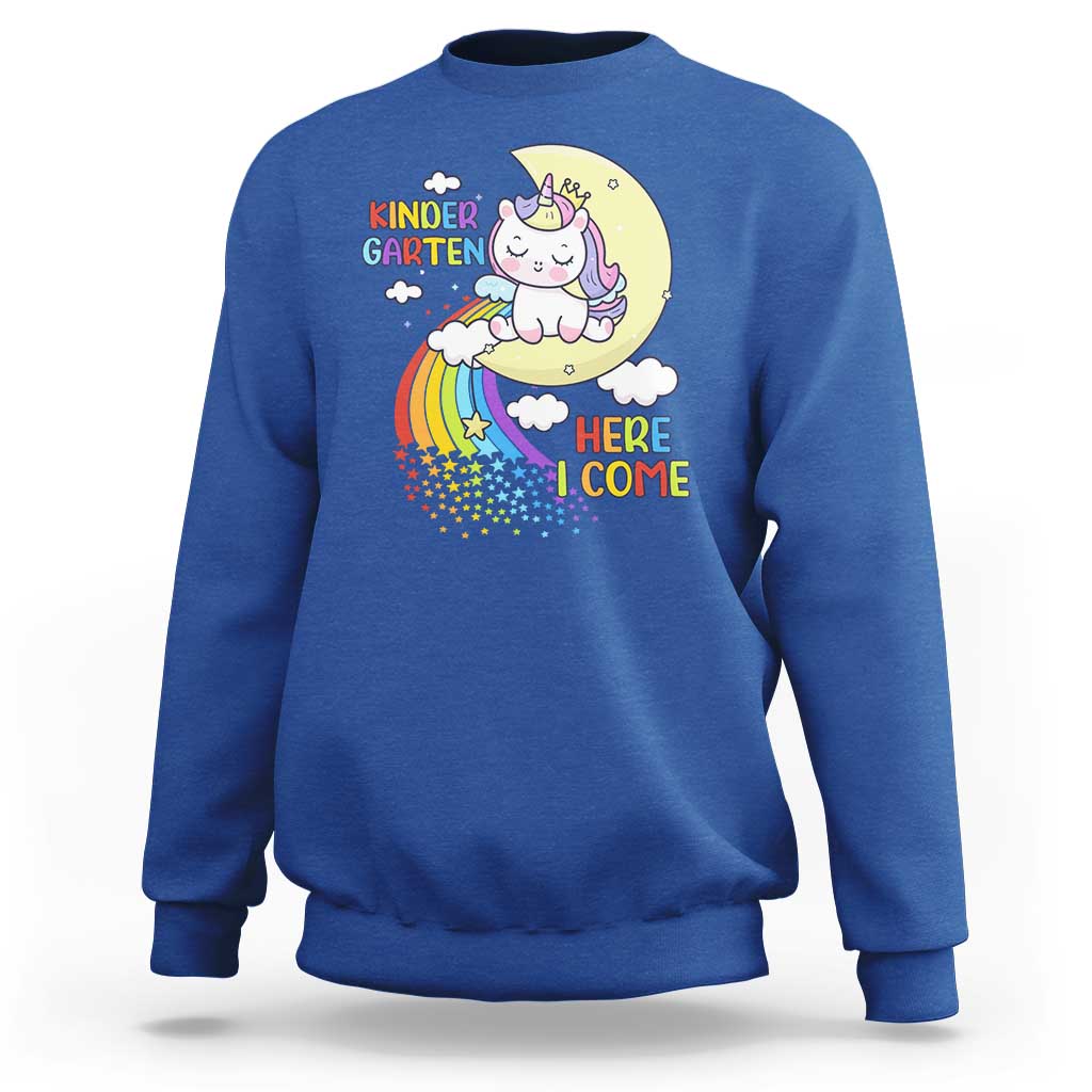 Kindergarten Here I come Sweatshirt Cute Unicorn Back To School - Wonder Print Shop
