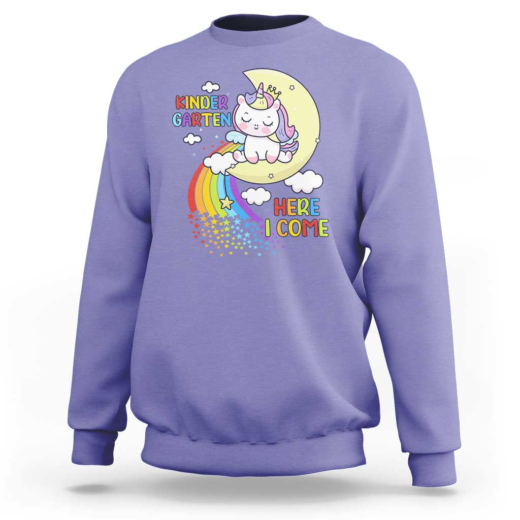Kindergarten Here I come Sweatshirt Cute Unicorn Back To School - Wonder Print Shop