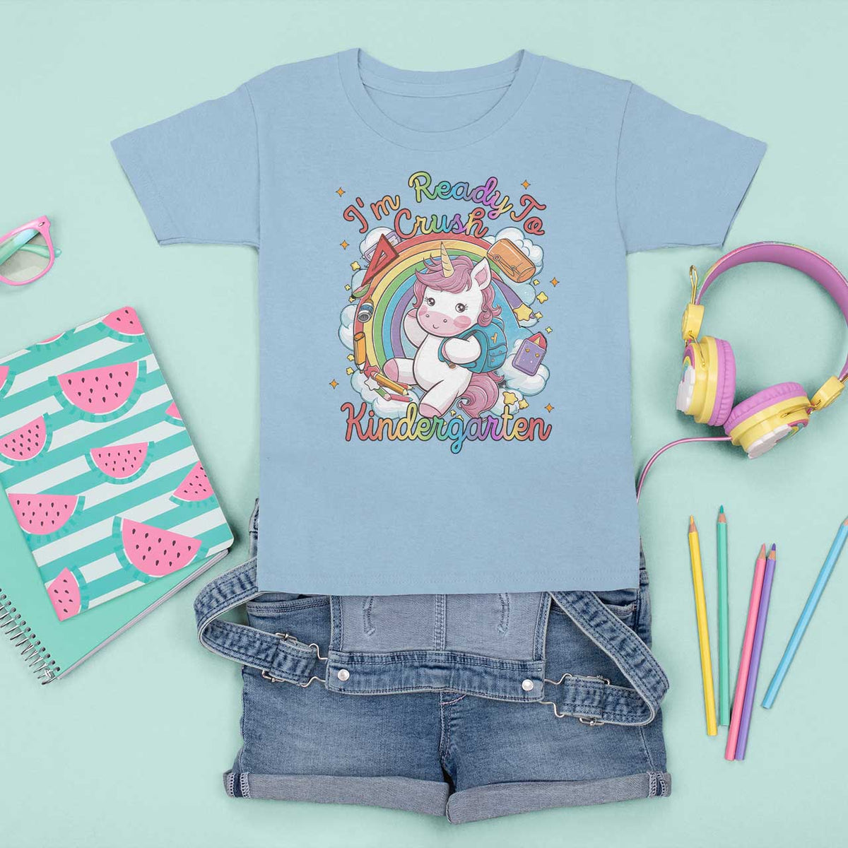 I'm Ready To Crush Kindergarden T Shirt For Kid Rainbow Unicorn Back To School - Wonder Print Shop