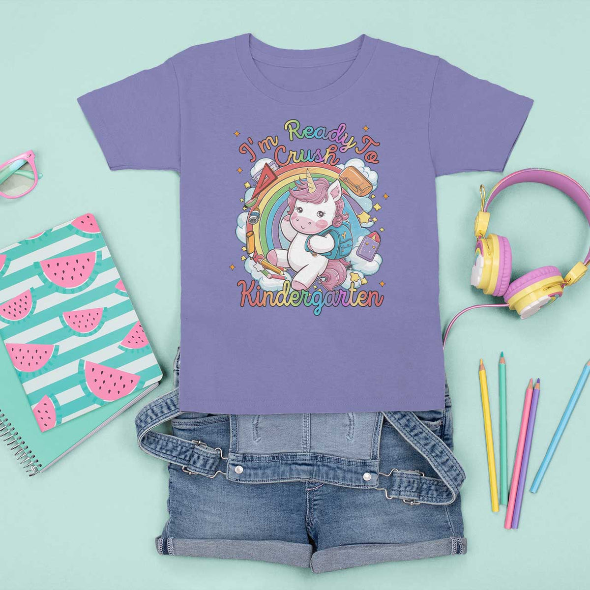 I'm Ready To Crush Kindergarden T Shirt For Kid Rainbow Unicorn Back To School - Wonder Print Shop
