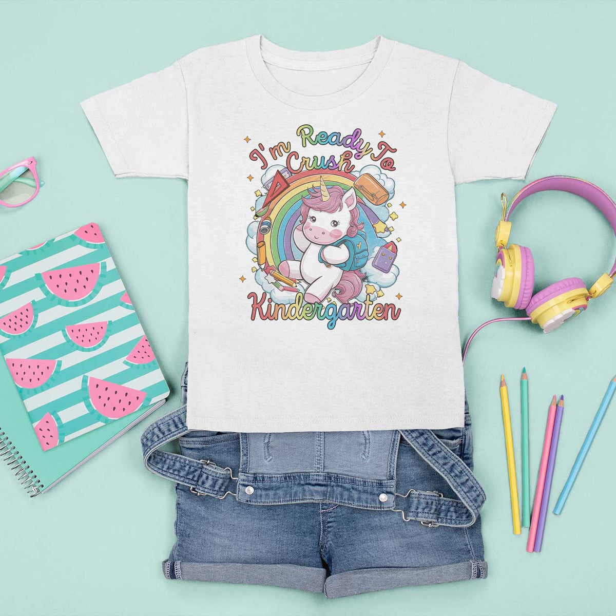 I'm Ready To Crush Kindergarden T Shirt For Kid Rainbow Unicorn Back To School - Wonder Print Shop