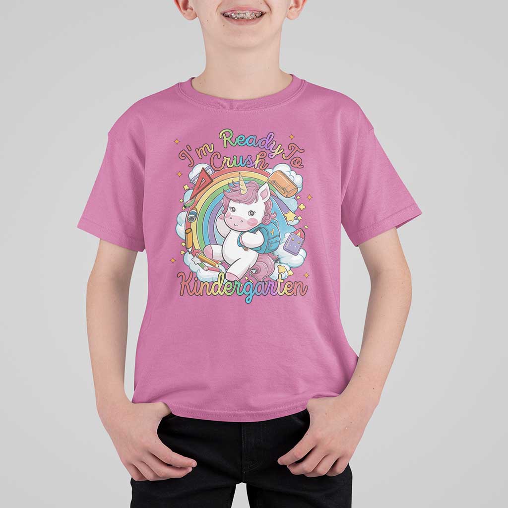 I'm Ready To Crush Kindergarden T Shirt For Kid Rainbow Unicorn Back To School - Wonder Print Shop