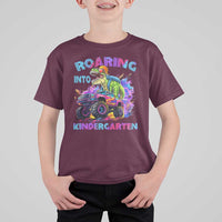 Roaring Into Kindergarten T Shirt For Kid Funny Dinosaur Monster Truck Back To School - Wonder Print Shop