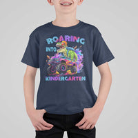 Roaring Into Kindergarten T Shirt For Kid Funny Dinosaur Monster Truck Back To School - Wonder Print Shop