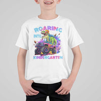 Roaring Into Kindergarten T Shirt For Kid Funny Dinosaur Monster Truck Back To School - Wonder Print Shop