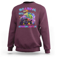 Roaring Into Kindergarten Sweatshirt Funny Dinosaur Monster Truck Back To School - Wonder Print Shop