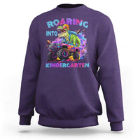 Roaring Into Kindergarten Sweatshirt Funny Dinosaur Monster Truck Back To School - Wonder Print Shop
