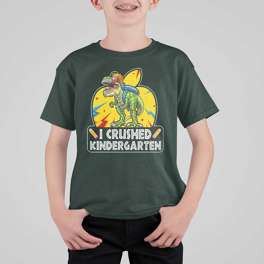 I Crushed Kindergarten Graduation Funny Dinosaur T Shirt For Kid - Wonder Print Shop
