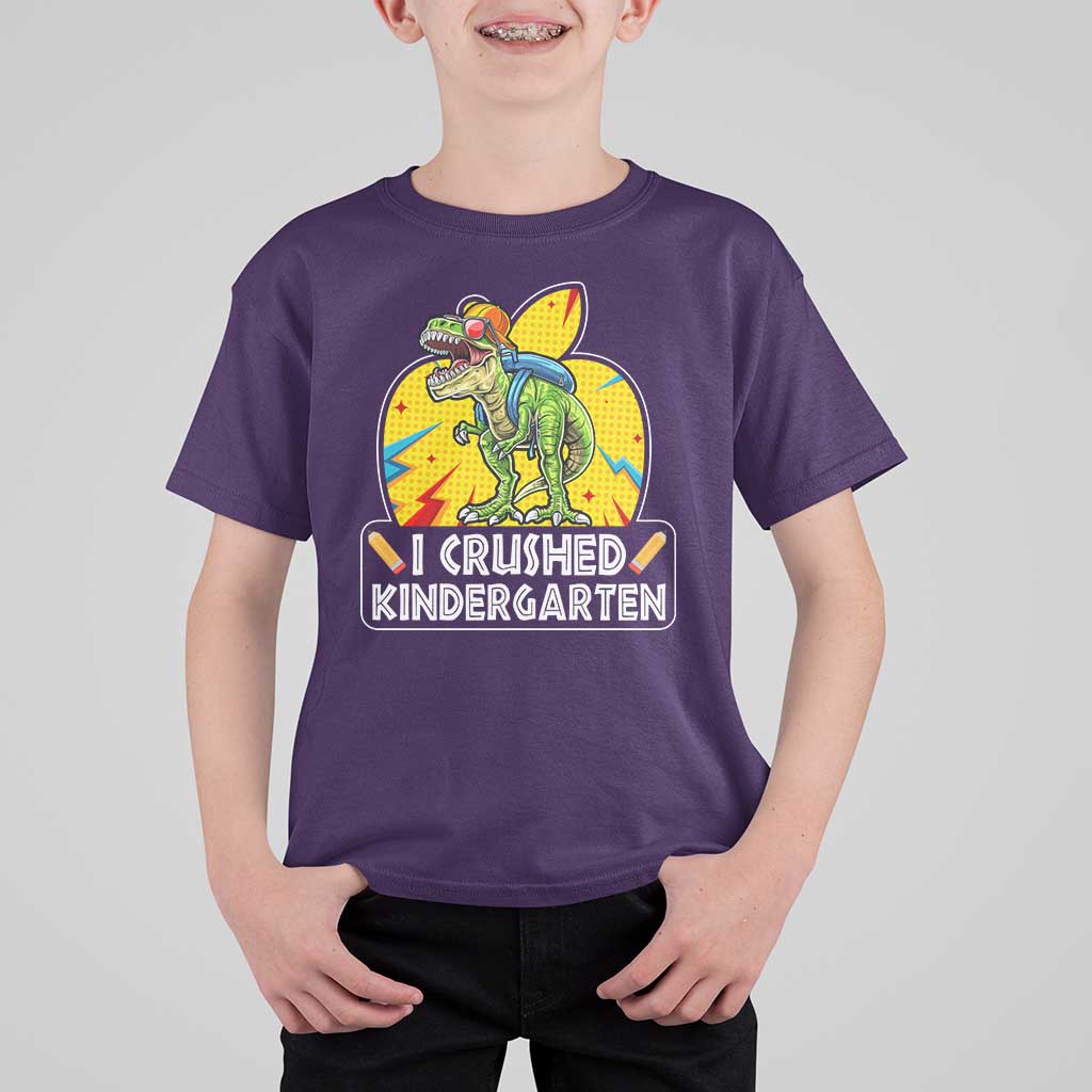 I Crushed Kindergarten Graduation Funny Dinosaur T Shirt For Kid - Wonder Print Shop