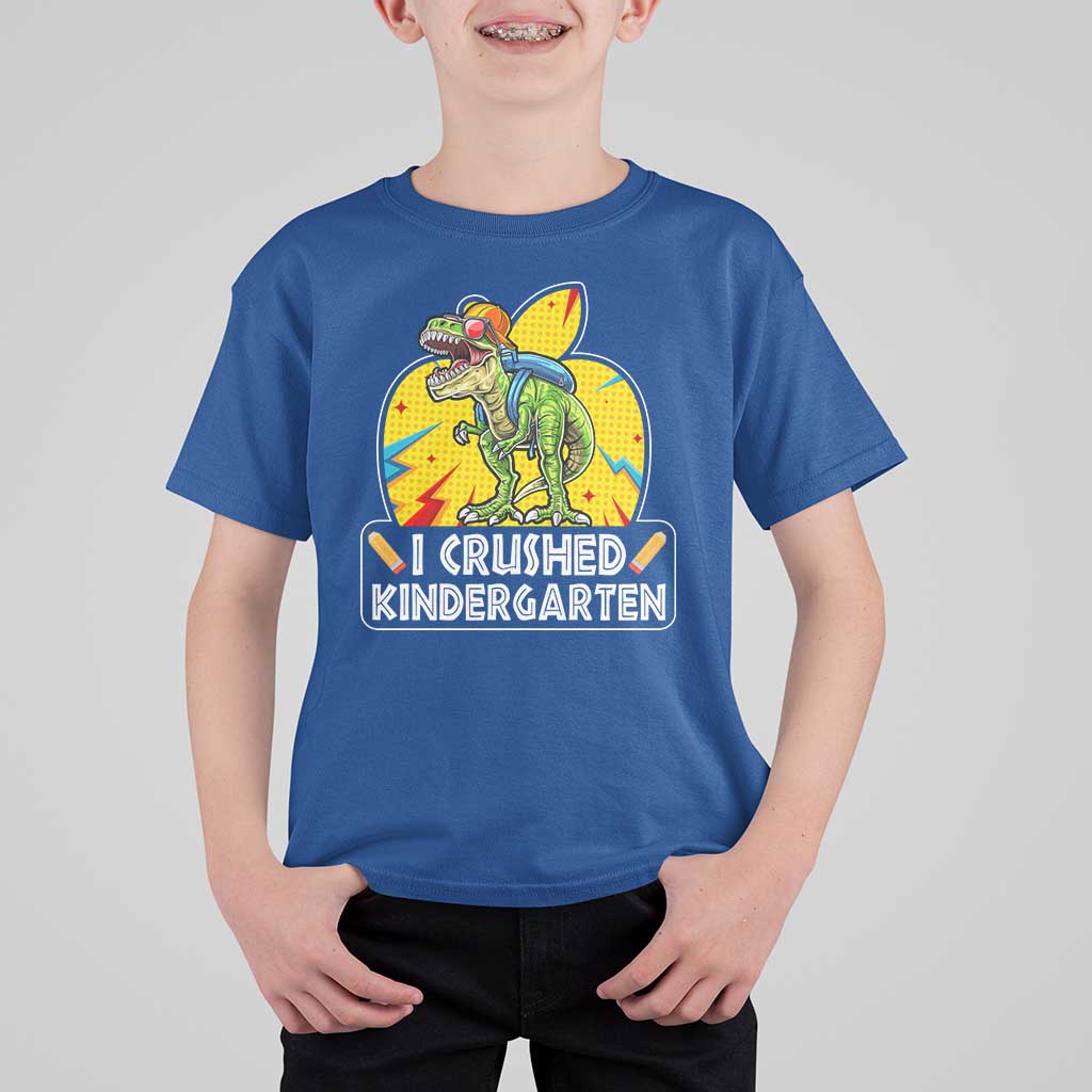 I Crushed Kindergarten Graduation Funny Dinosaur T Shirt For Kid - Wonder Print Shop