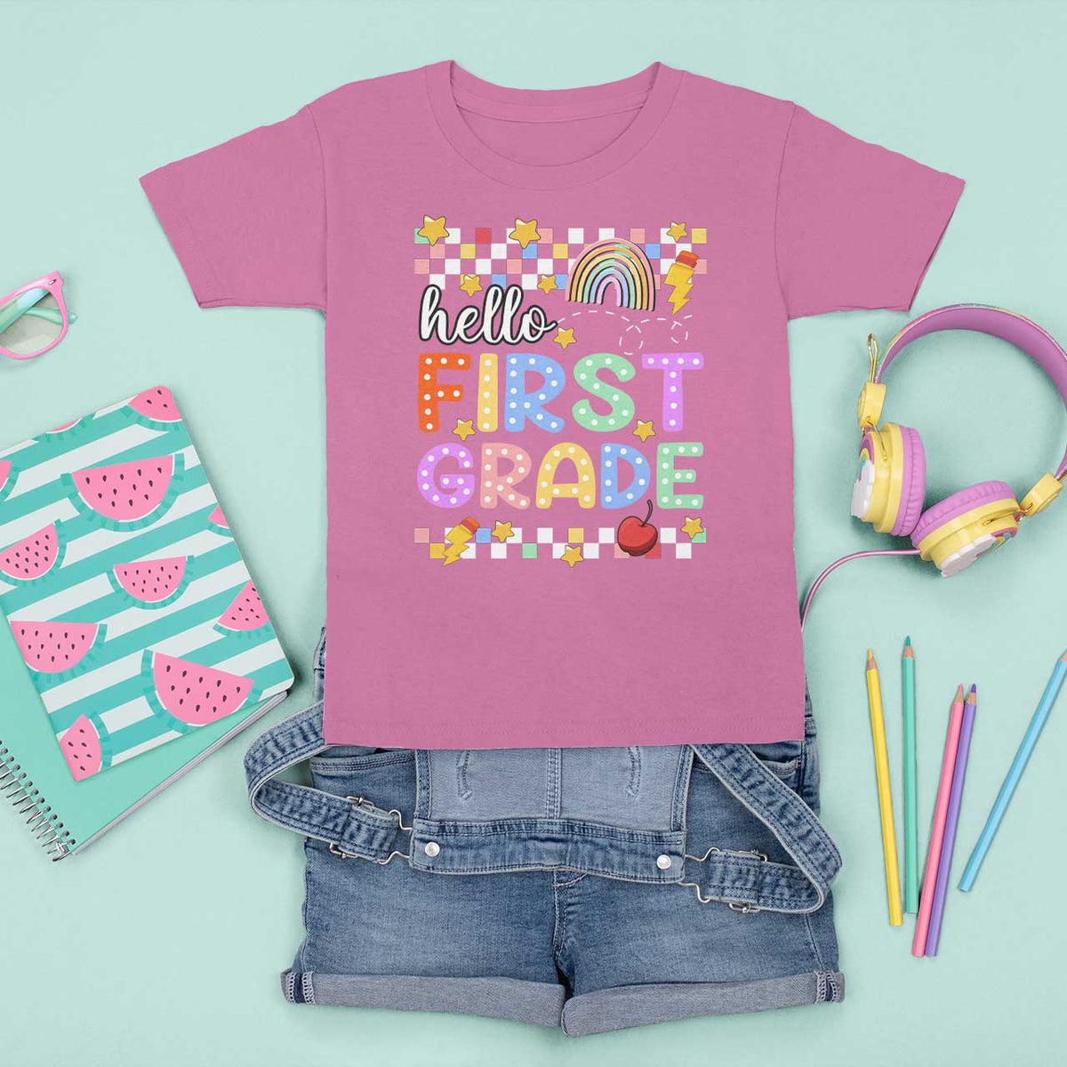 Hello First Grade Groovy Back To School T Shirt For Kid - Wonder Print Shop