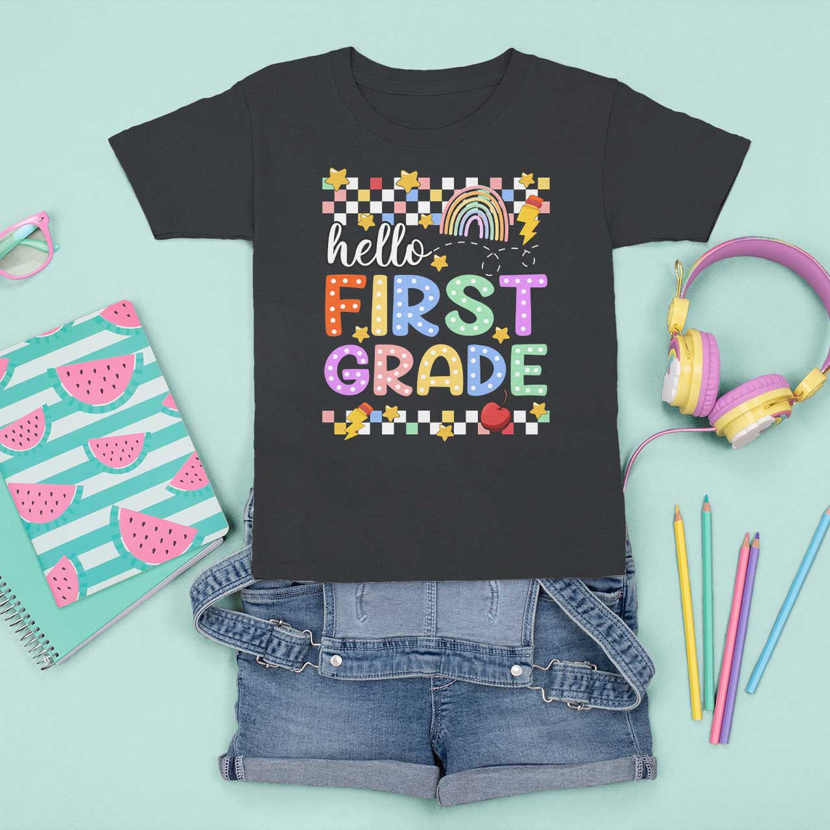 Hello First Grade Groovy Back To School T Shirt For Kid - Wonder Print Shop