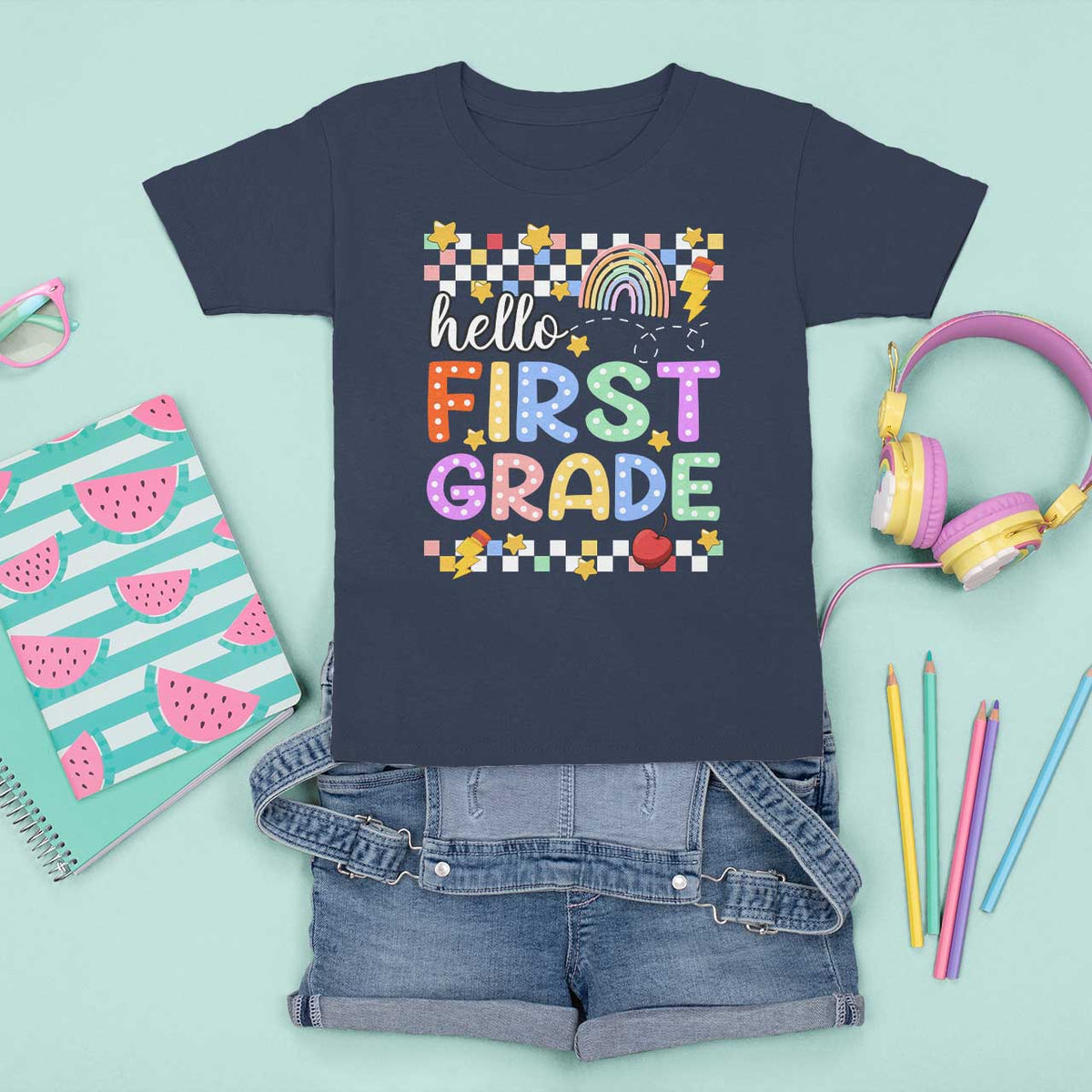 Hello First Grade Groovy Back To School T Shirt For Kid - Wonder Print Shop
