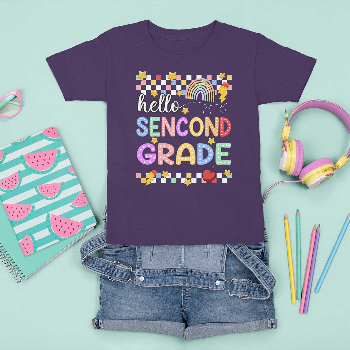 Hello Second Grade Groovy Back To School T Shirt For Kid - Wonder Print Shop