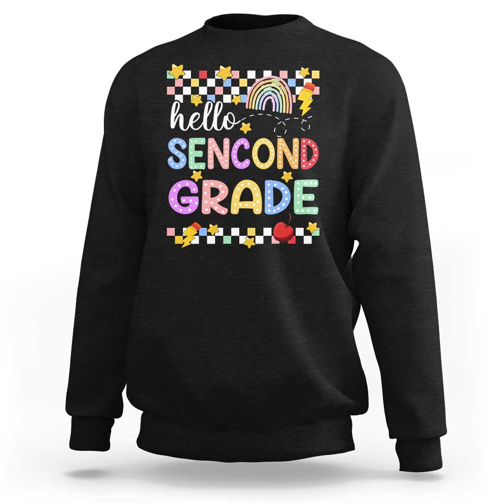 Hello Second Grade Groovy Back To School Sweatshirt - Wonder Print Shop