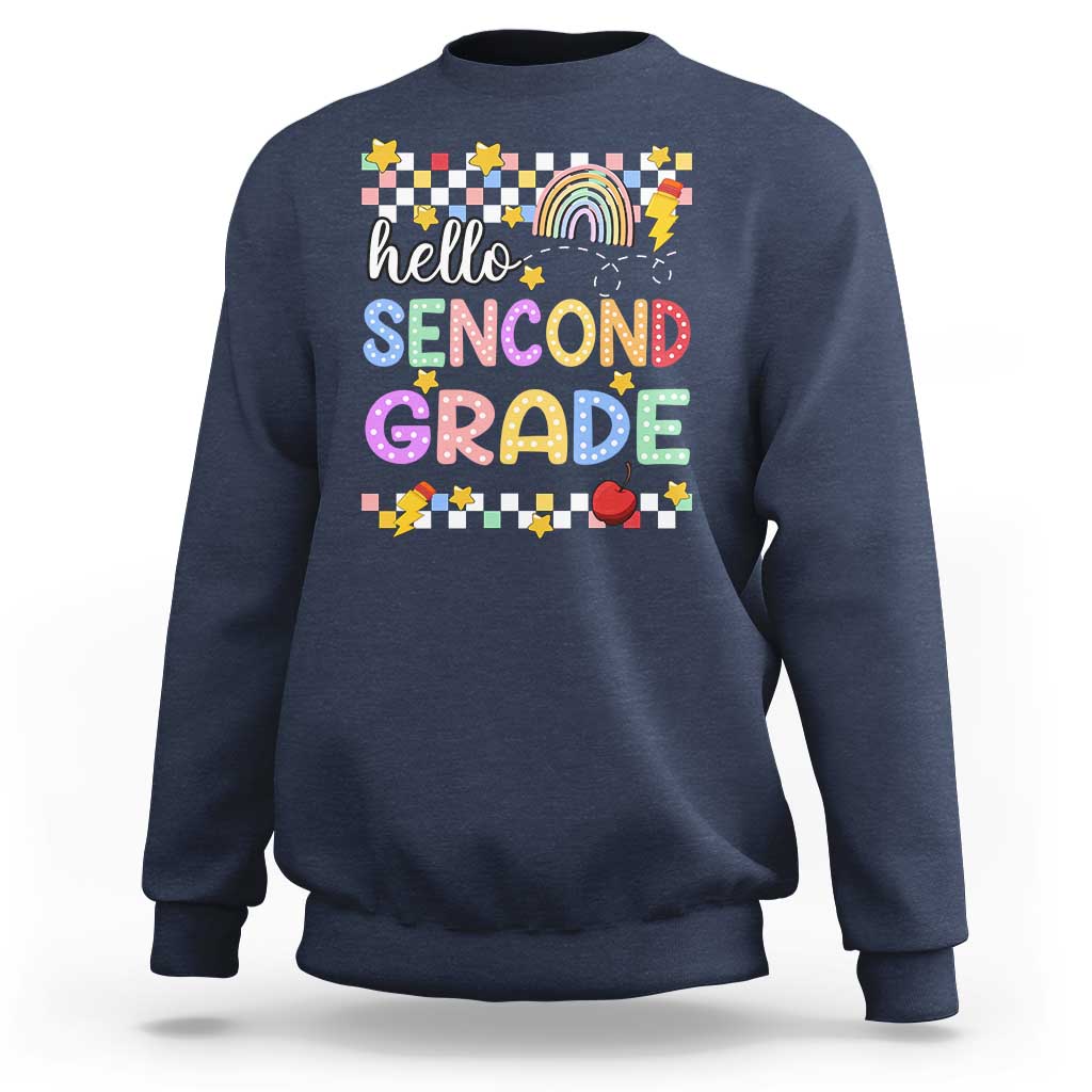 Hello Second Grade Groovy Back To School Sweatshirt - Wonder Print Shop