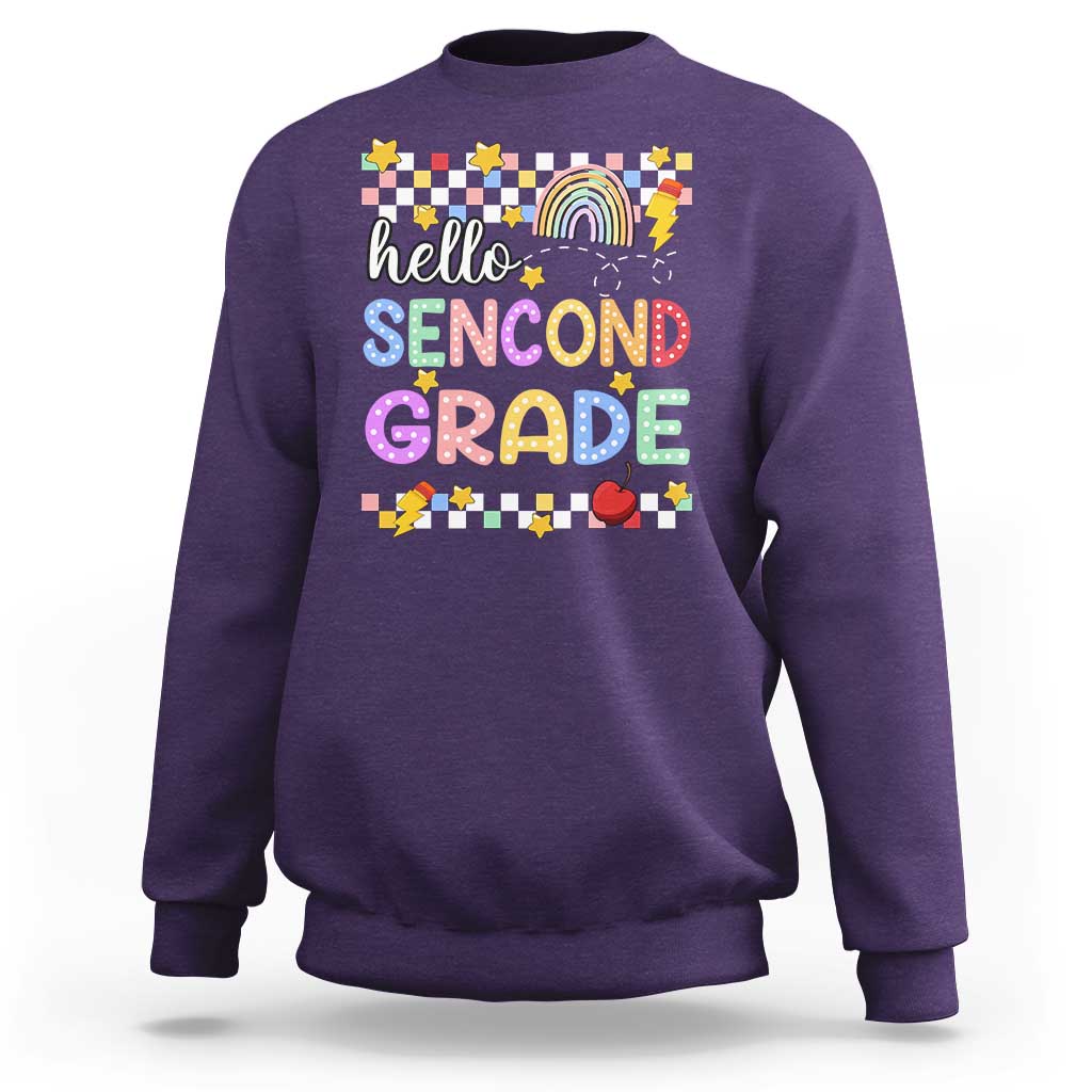 Hello Second Grade Groovy Back To School Sweatshirt - Wonder Print Shop