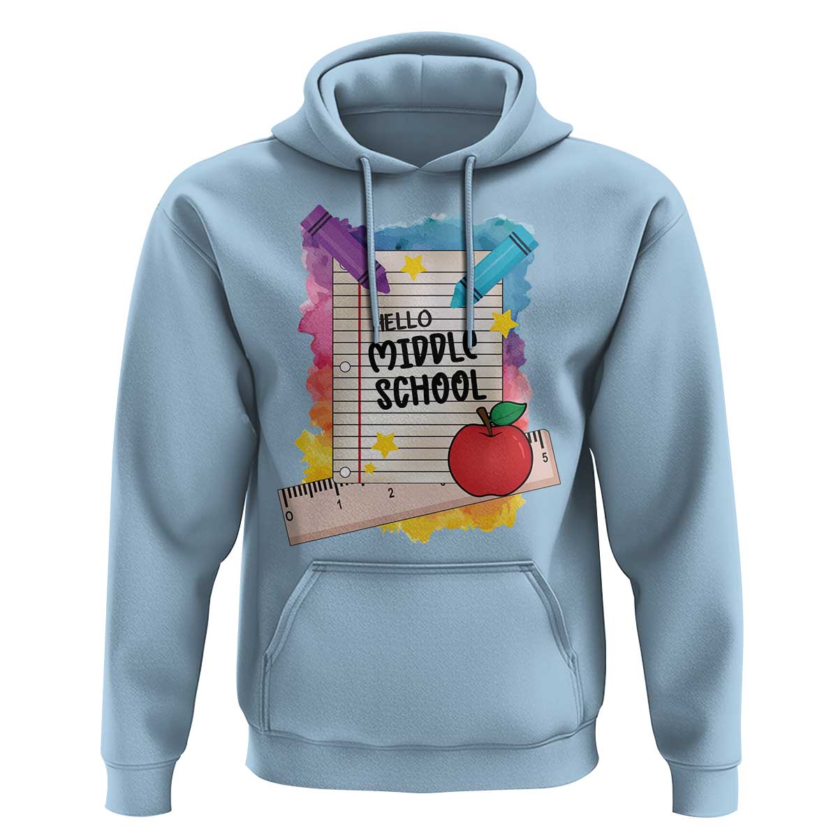 Hello Middle School Watercolor Back To School Hoodie - Wonder Print Shop