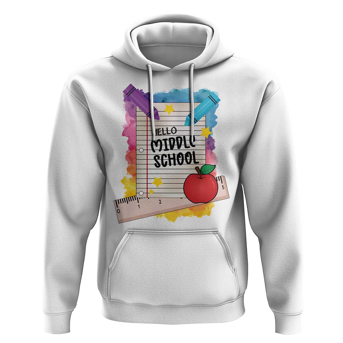 Hello Middle School Watercolor Back To School Hoodie - Wonder Print Shop