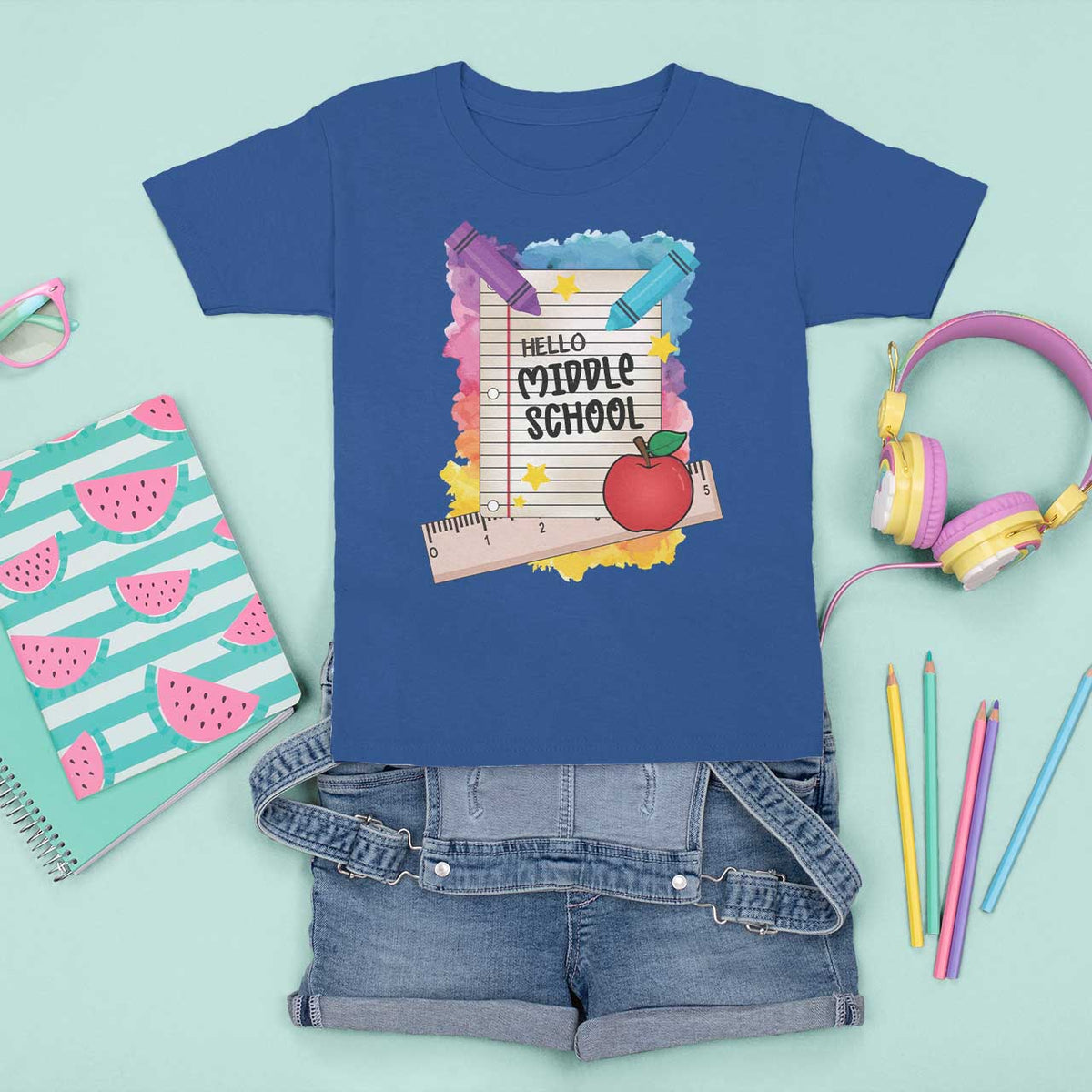 Hello Middle School Watercolor Back To School T Shirt For Kid - Wonder Print Shop