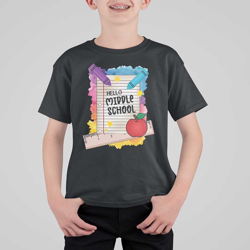 Hello Middle School Watercolor Back To School T Shirt For Kid - Wonder Print Shop