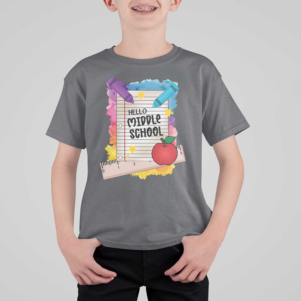 Hello Middle School Watercolor Back To School T Shirt For Kid - Wonder Print Shop