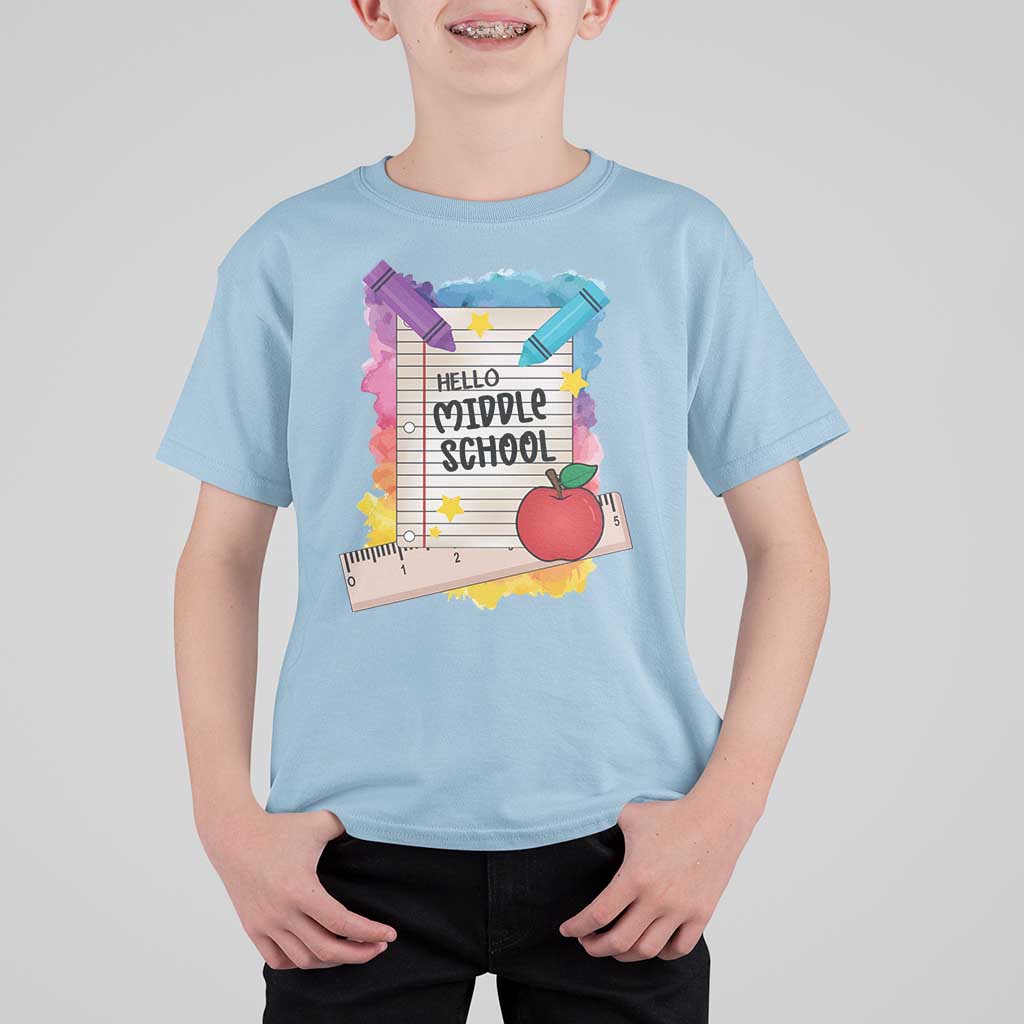 Hello Middle School Watercolor Back To School T Shirt For Kid - Wonder Print Shop