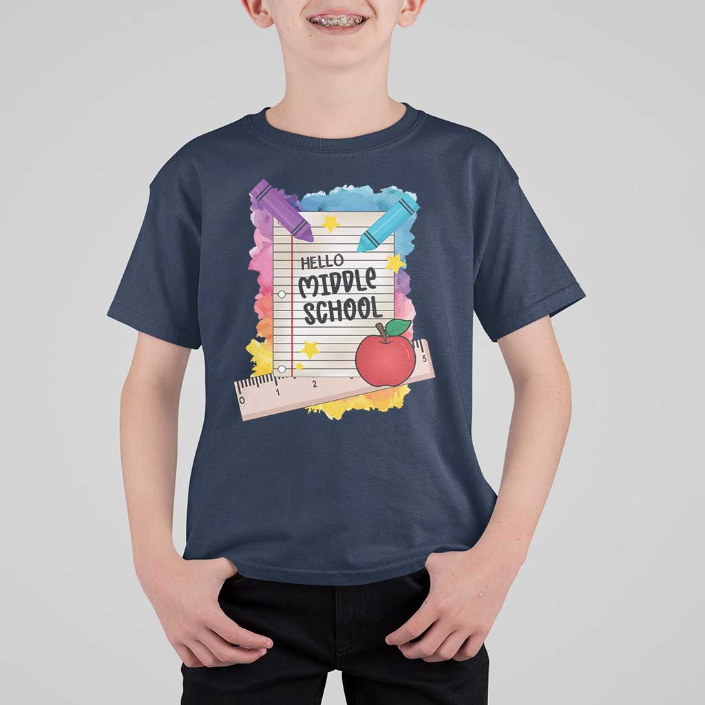 Hello Middle School Watercolor Back To School T Shirt For Kid - Wonder Print Shop