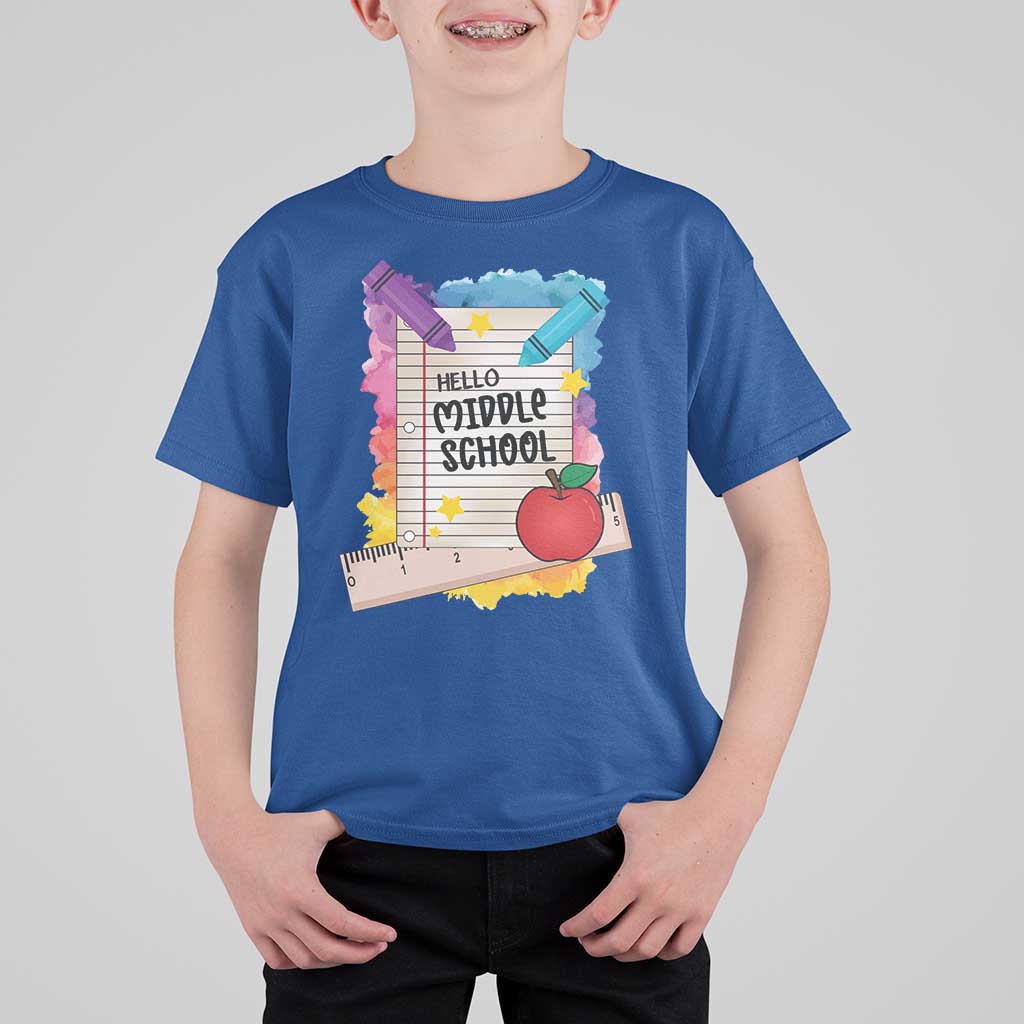 Hello Middle School Watercolor Back To School T Shirt For Kid - Wonder Print Shop