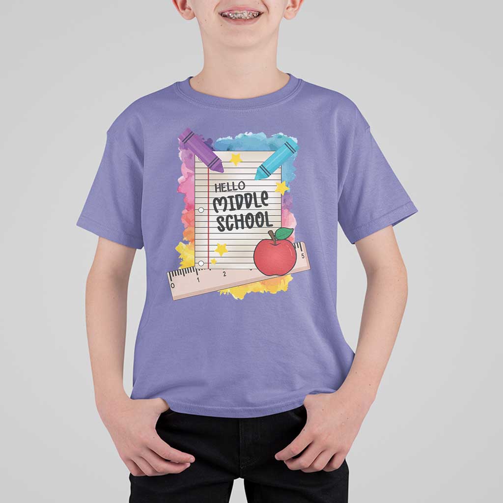 Hello Middle School Watercolor Back To School T Shirt For Kid - Wonder Print Shop