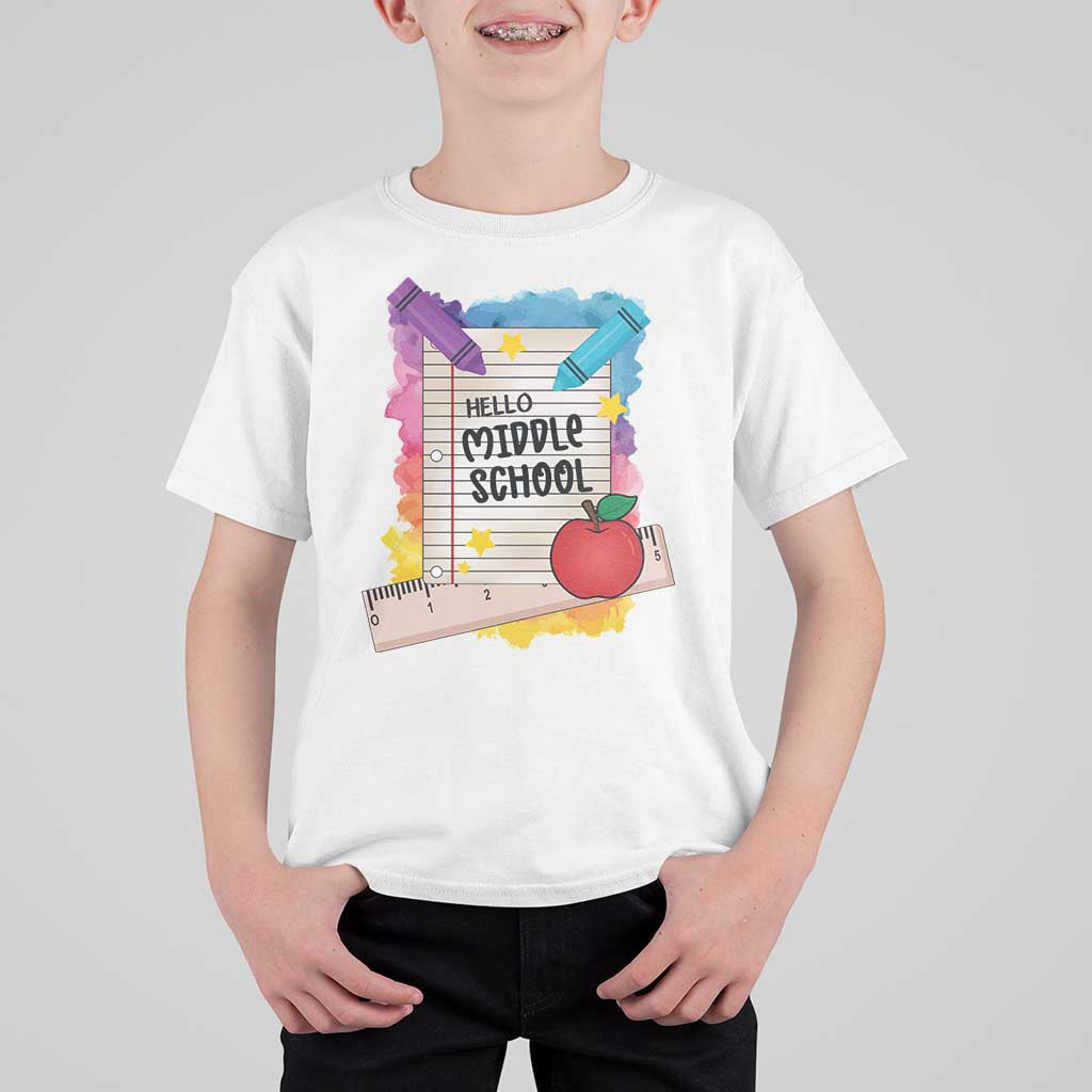Hello Middle School Watercolor Back To School T Shirt For Kid - Wonder Print Shop