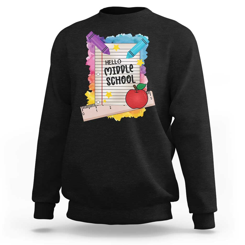 Hello Middle School Watercolor Back To School Sweatshirt - Wonder Print Shop