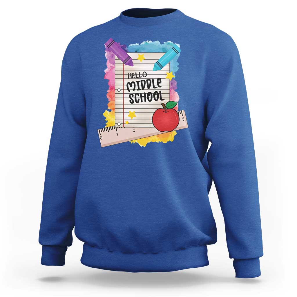 Hello Middle School Watercolor Back To School Sweatshirt - Wonder Print Shop